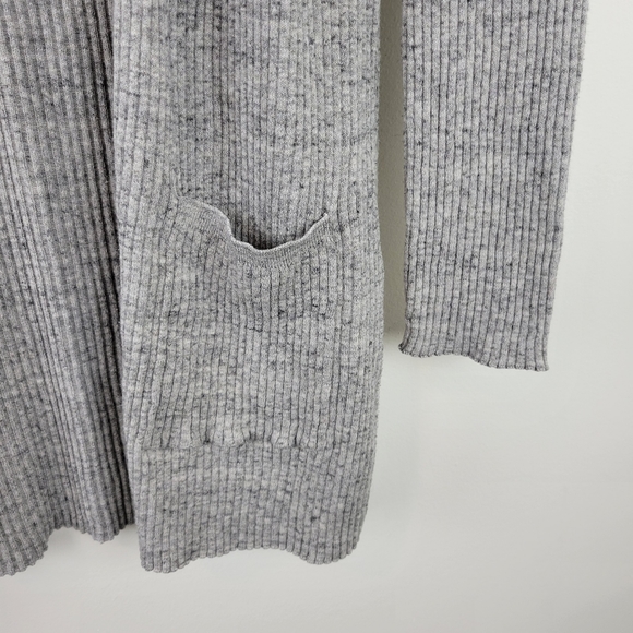GAP | Heathered Gray Open Front Ribbed Cardigan Medium - Picture 3 of 7